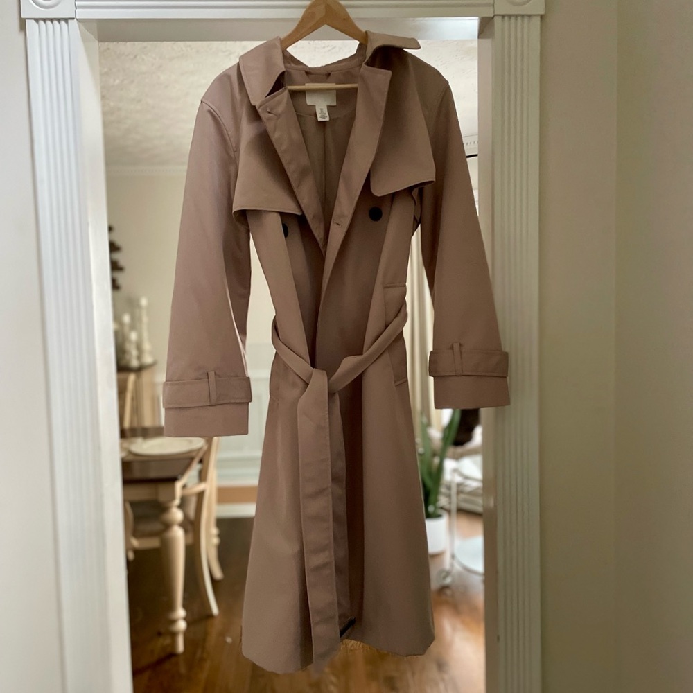 Khaki Trench Coat by H&M Size L - Like New!